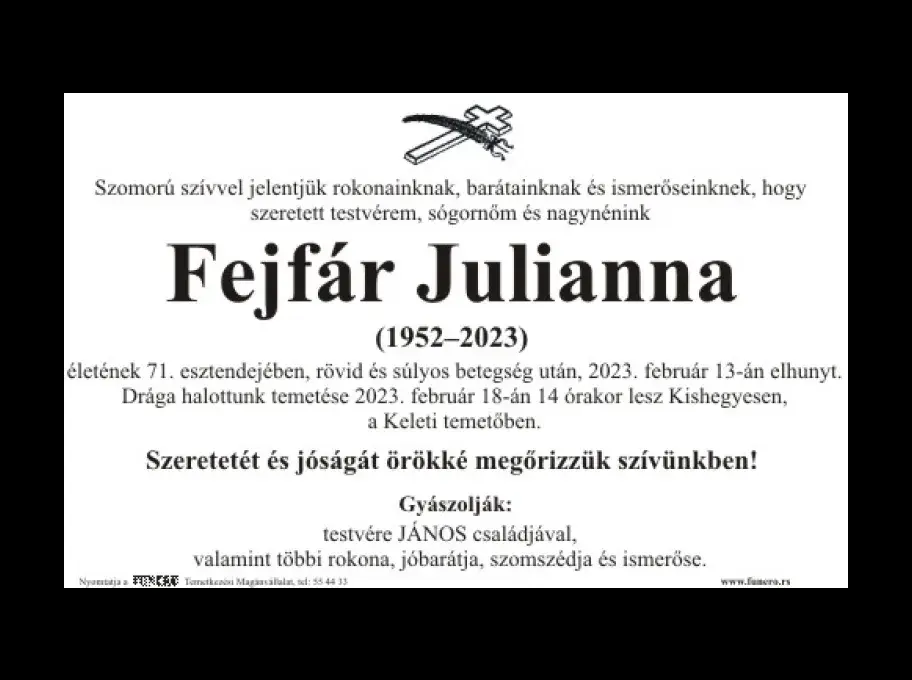 Fejfár Julianna